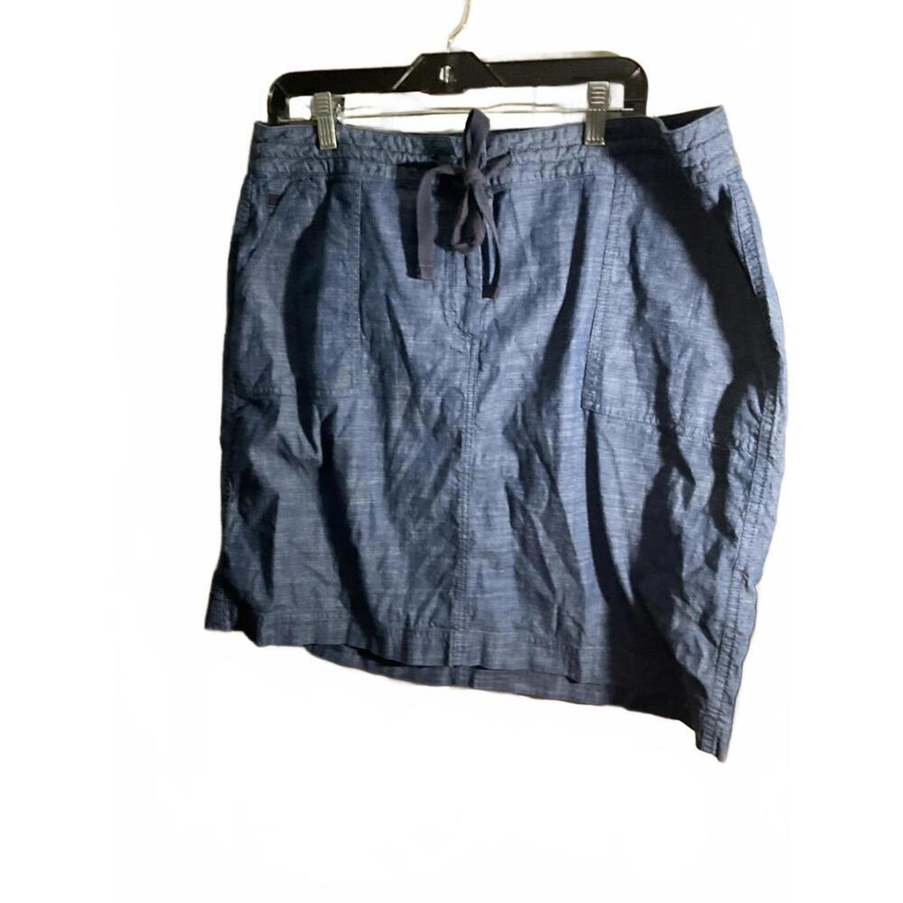Talbots Casual Chambray Blue Drawstring Skirt 16w… - image 2